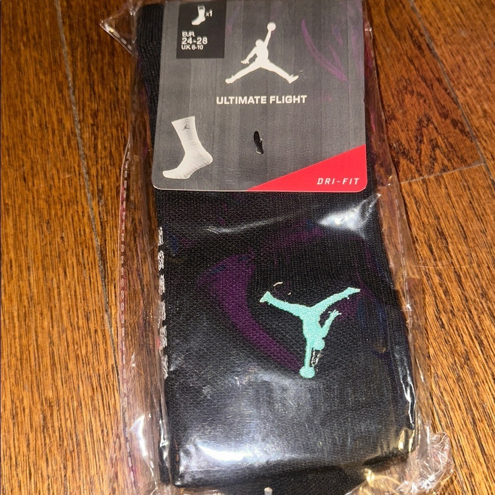 Jordan Legacy Crew Basketball Sock Black Teal Jordan - NEW - Men’s LARGE